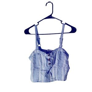 Blue striped cropped tank top